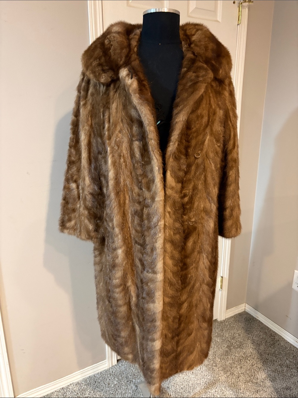 Luxurious Brown Full-Length Fur Coat 3B